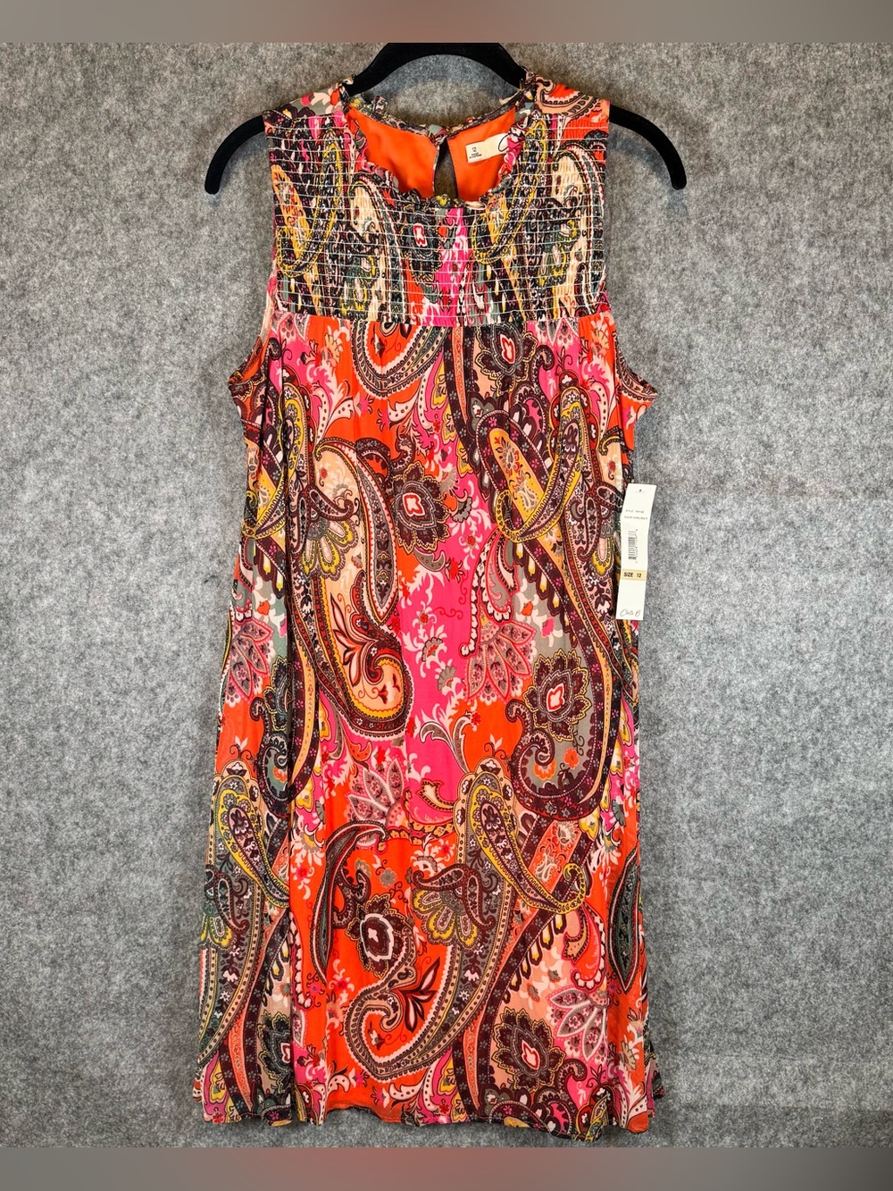 Chetta B Vibrant Paisley Print Sleeveless Dress - Size 12 NWT